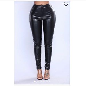 Fashion nova black leather jeans